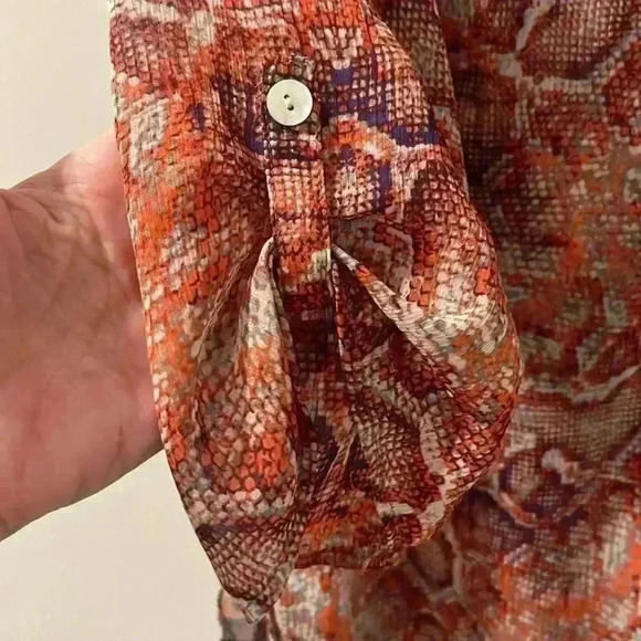 Anthropologie Fig & Flower Sheer Floral Button Up Shirt Blouse Top Size Large - Picture 7 of 10